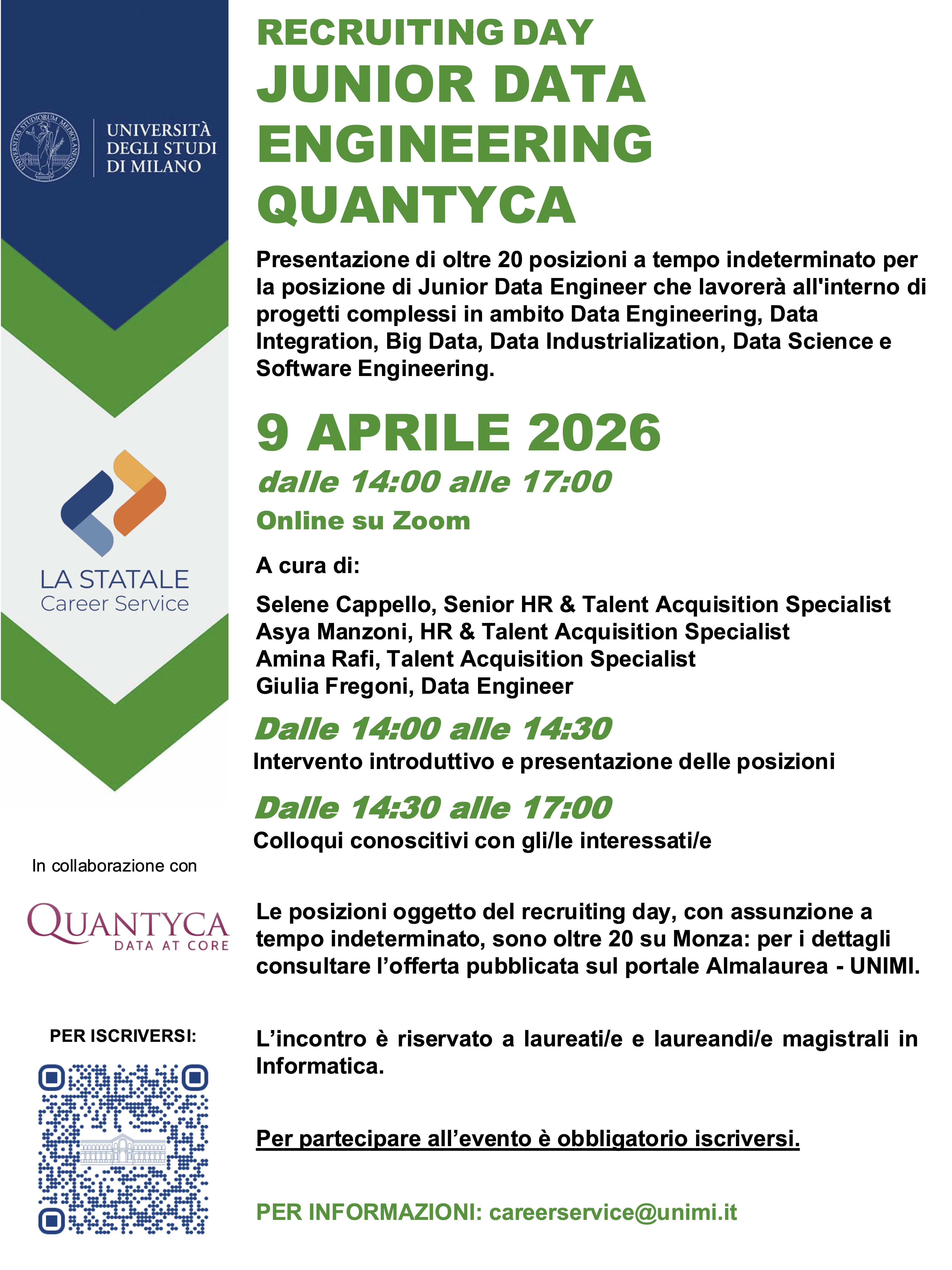 Locandina evento Quantyca – 9 aprile 2026
